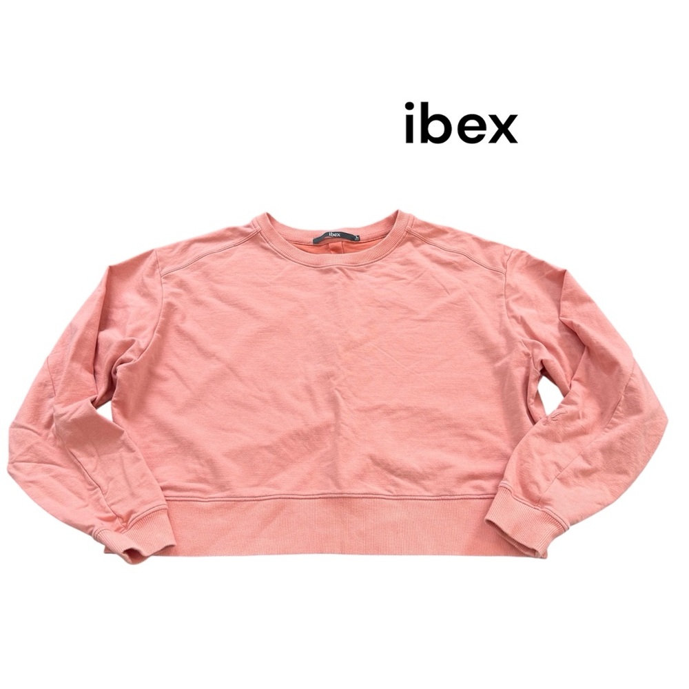 Ibex Cropped Crewneck Sweatshirt. Sz Large Coral color.